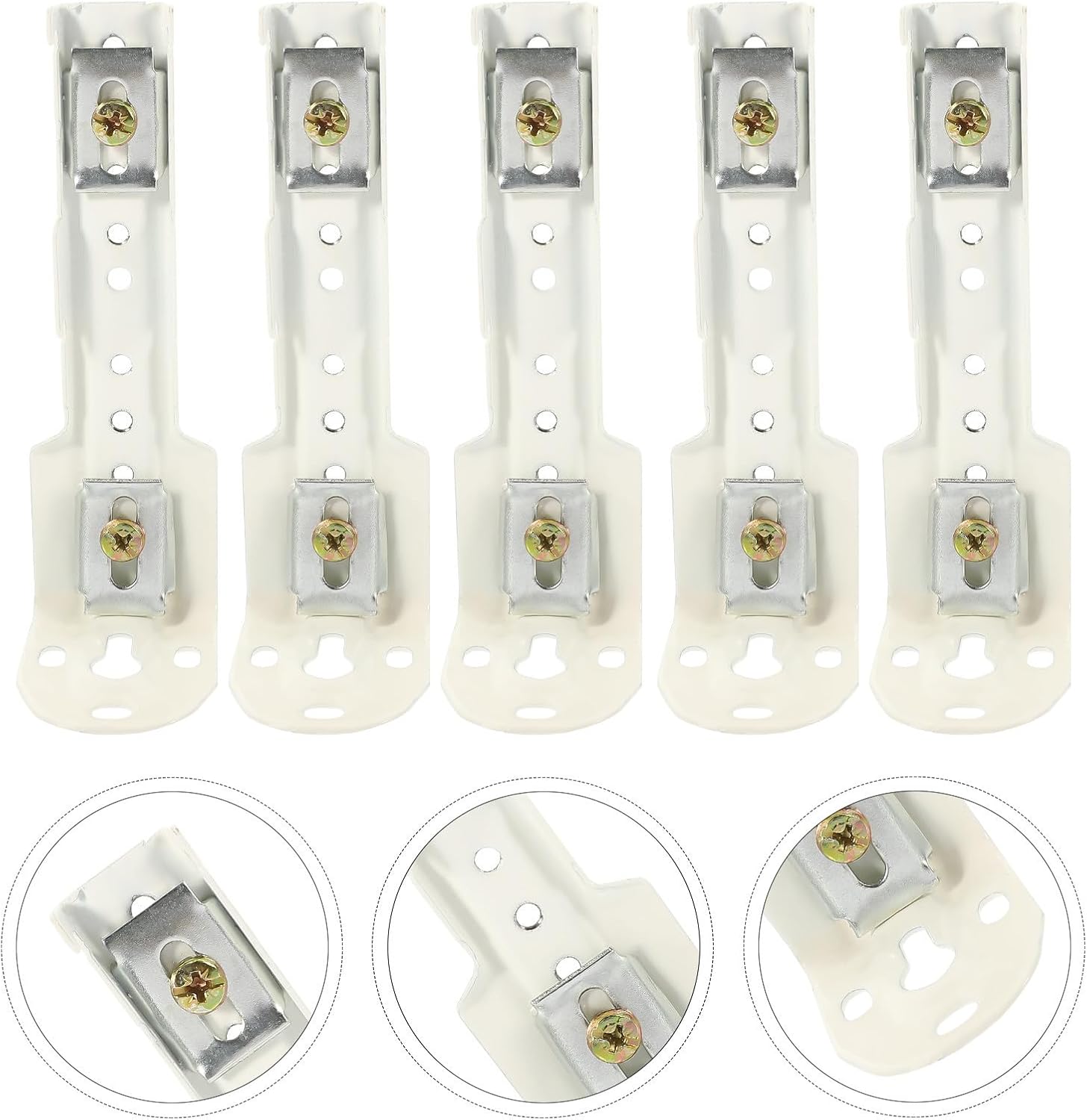 6pcs Curtain Track Mounting Code Bracket Metal Window Hardware Smooth Finish, Practical and Easy to Install, White Curtain Rod Holder for Store and Hotel Use