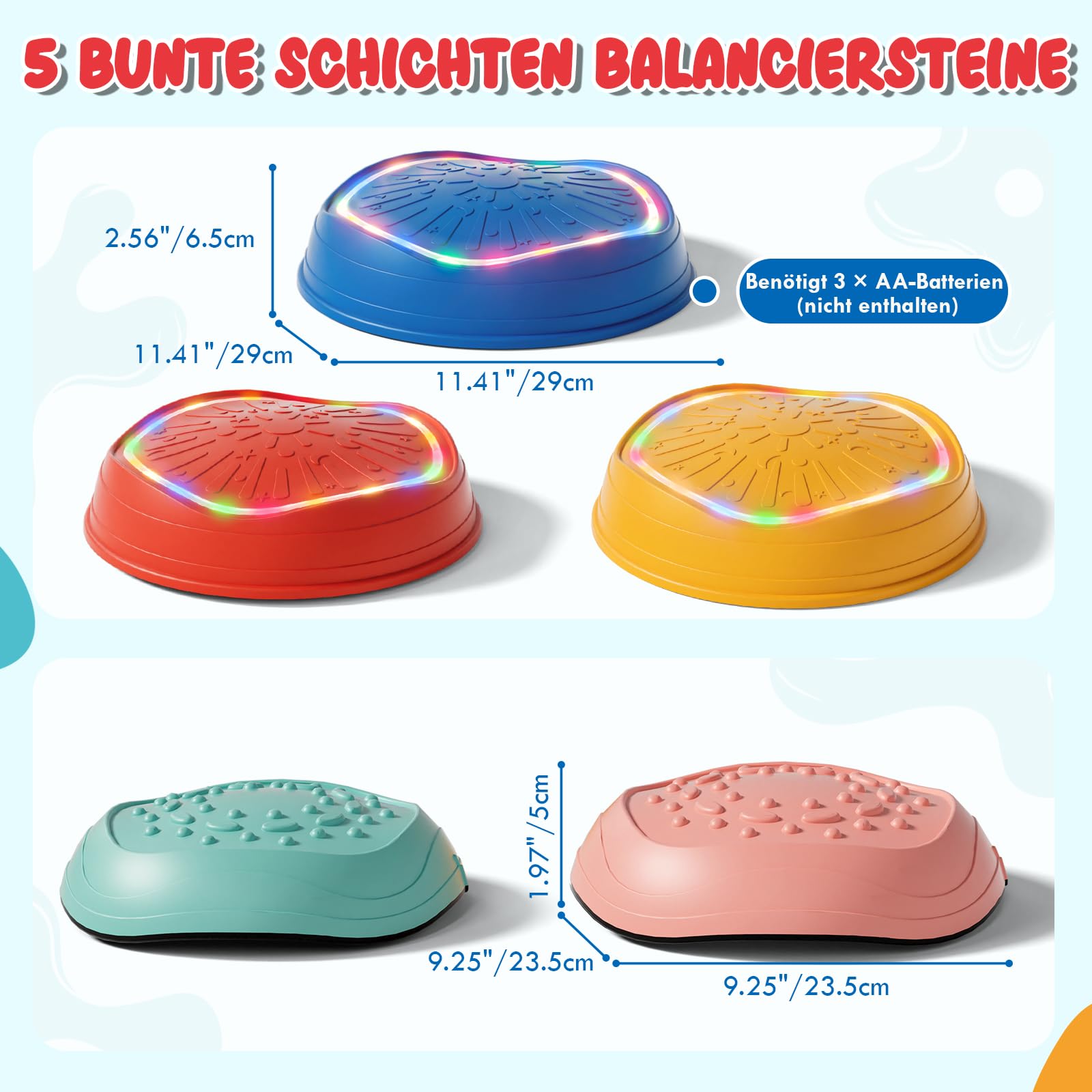 Lehoo Castle Balanciersteine für Kinder mit Lichtern und Musik, Stapelsteine Balance Steine Set
