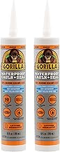 Gorilla Waterproof Caulk & Seal Silicone Sealant, 10Oz Cartridge (Pack of 2) - Clear Caulking Sealant for Kitchen, Window, Bath, Marine, Door and More