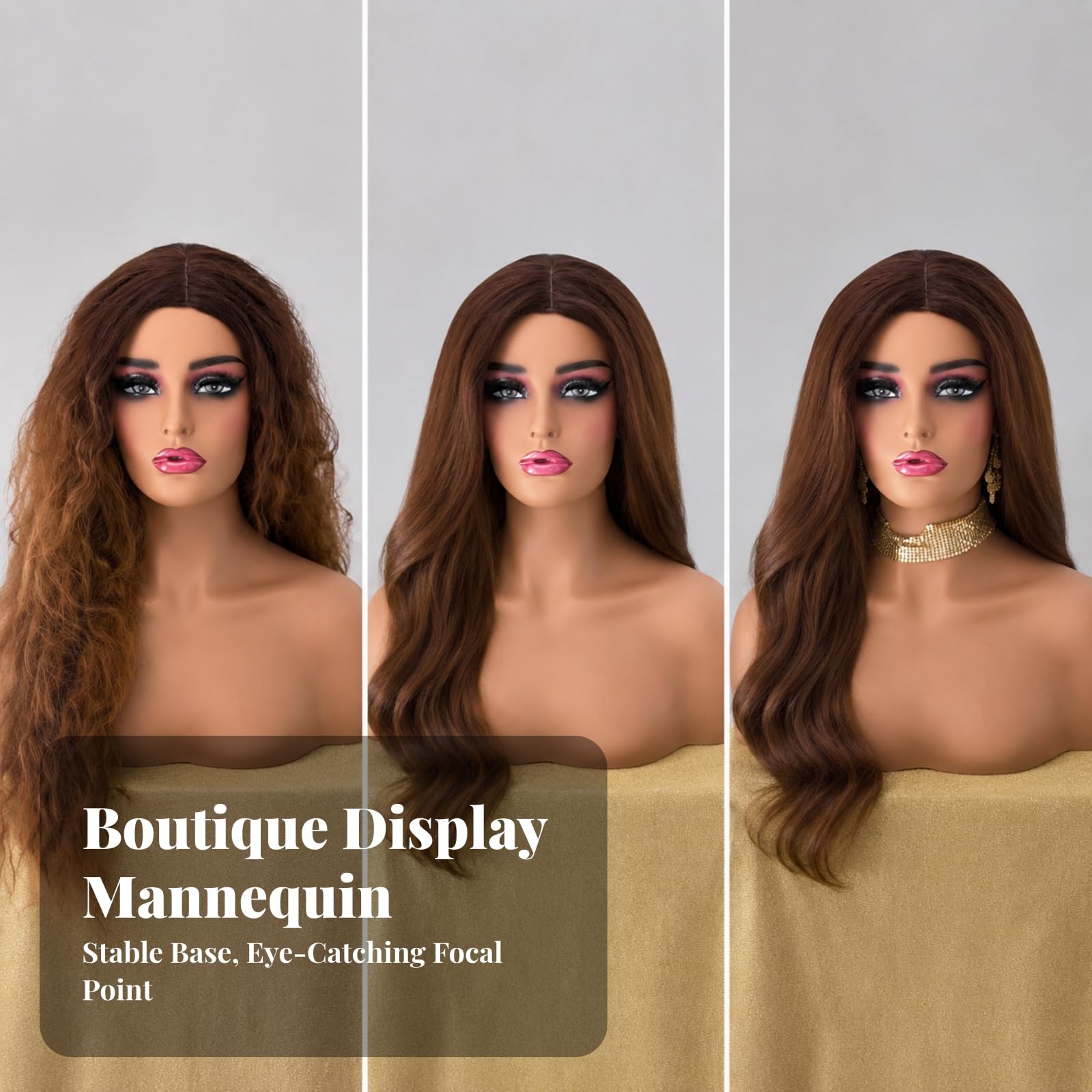 perfk Testa di Manichino per Parrucche Liscio, Busto Espositivo per Accessori Capelli, Professionale