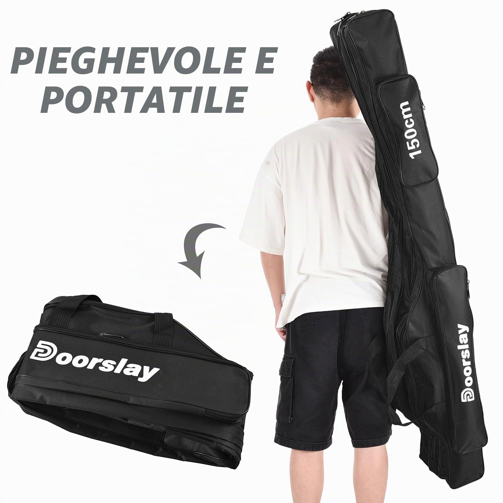 Borsa per Canna da Pesca a 3 Strati Borsa per Asta Pieghevole Portatile Custodia per Custodia per Mulinello da Pesca