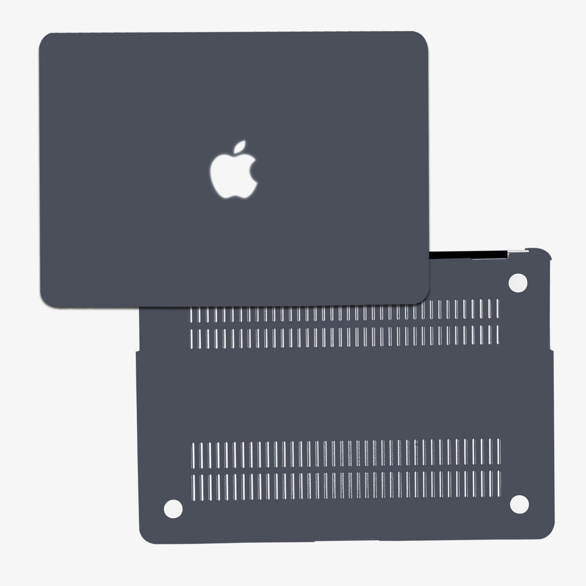 TECOOL Cover compatibile con vecchio MacBook Air 13 Pollici 2017-2010 (A1466 1369), Custodia Rigida Protettiva Sottile in Plastica Superficie Opaca e Copritastiera UE, Grigio-Nero