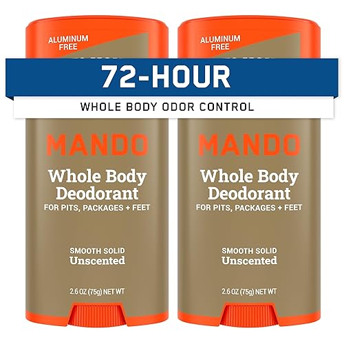 Miniatura 14 de Mando Desodorante de cuerpo entero para hombres, barra lisa y sólida, control de olores de 72 horas, sin aluminio, sin bicarbonato de sodio, seguro