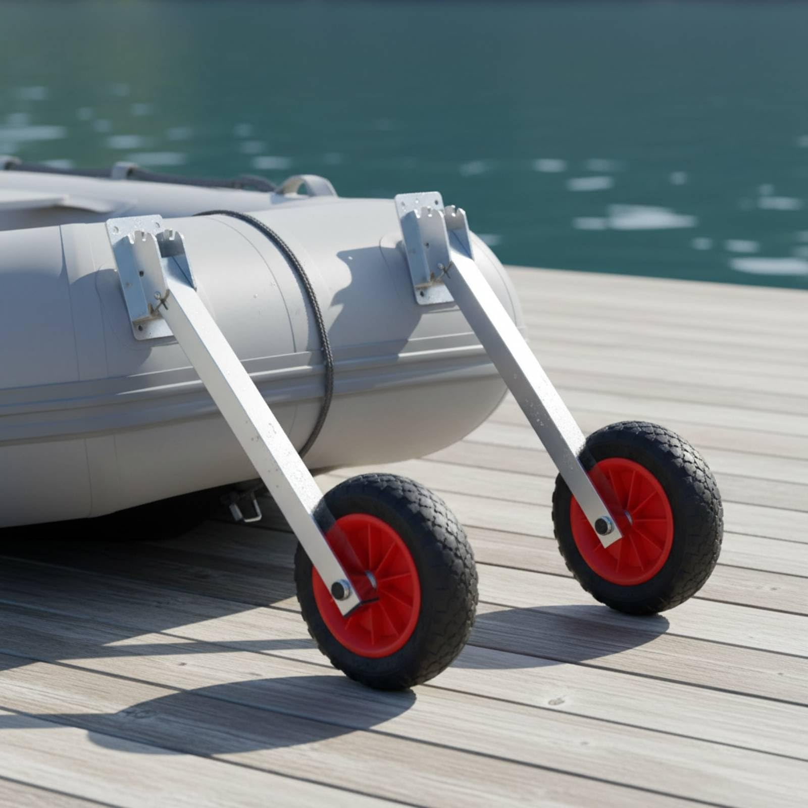 Anhänger Rad Transom Boot Aluminium Bootszubehör mit Anpassbarer Halterung Zum Optimalen Bewegen von Schlauchbooten für Familie Urlaub, Gelb, Vollgummirad