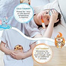 Kid Ice Packs, Microwave Heating Pad for Boo Boo, 6 Pcs, FSA Eligible HSA, Hot Cold Physical Therapy First Aid for Pain Relief, Toothache, Fever Patch, Kindergarten Teen Girl Boy Item (Jungle Buddy)