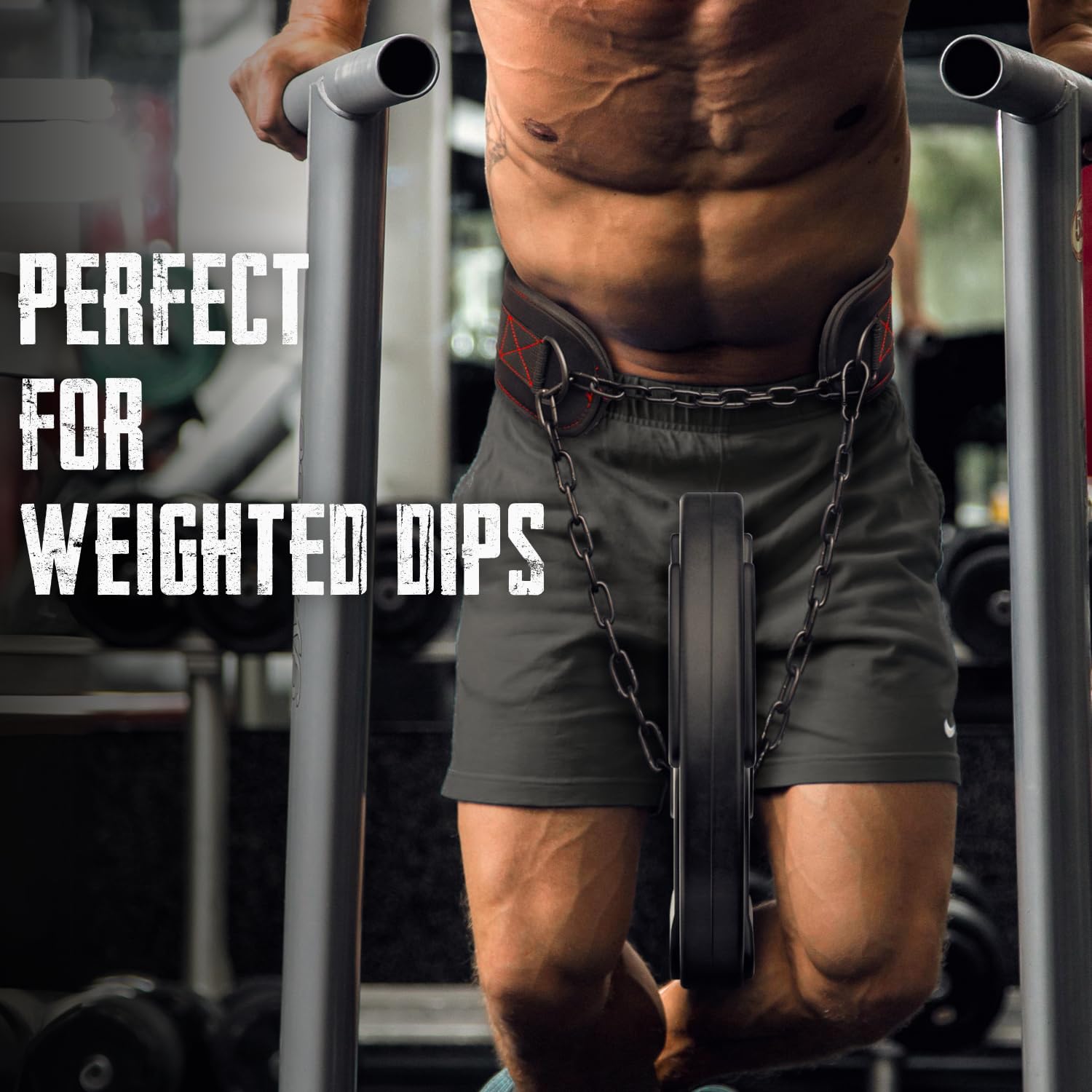 EVO Fitness Dip-Gürtel Mit Kette - Verstellbarer Gewichthebergürtel Für Training