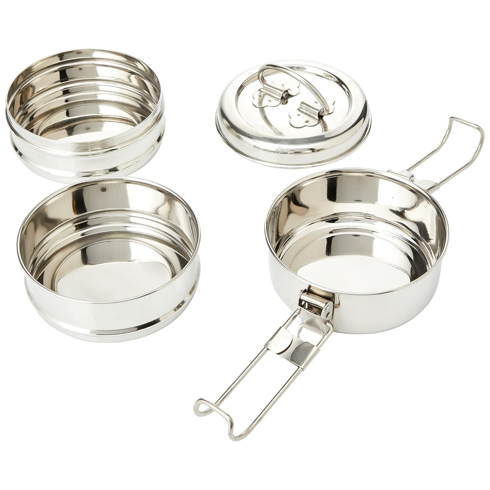 3 étages Tiffin Box – Boîte Repas isotherme en acier inoxydable avec 3 compartiments séparés, idéal pour indien plats