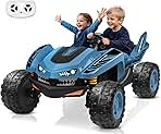 ANPABO 24V Ride on Toy for Big Kids 2 Seater, 4x200W, Max 5.1MPH, Off-Road UTV with EVA Tires, Remote Control, 4-Wheel Suspension, Bluetooth, Ideal Gift for Kids Aged 3-12 (Blue)
