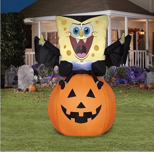 Miniatura 2 de Gemmy Bob Esponja Vampiro En Calabaza Inflable De Halloween. 4.5 pies.