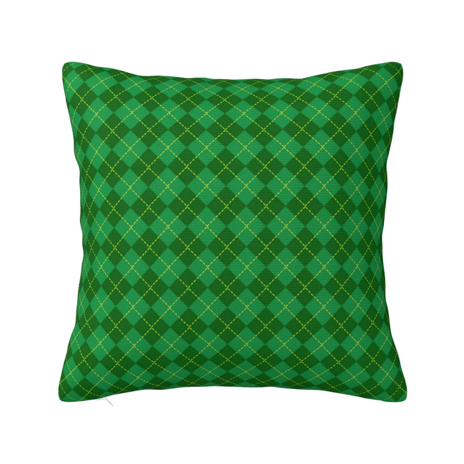 Shamrock Green Plaid Tartan Pillowcase 22"x22"