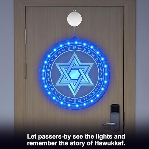 Miniatura 3 de Decoraciones de Hanukkah con estrella de David, luces LED decorativas de Janucá para judíos, judíos, sinagoga, Pascua, Shabat, Hanukkah, regalo,