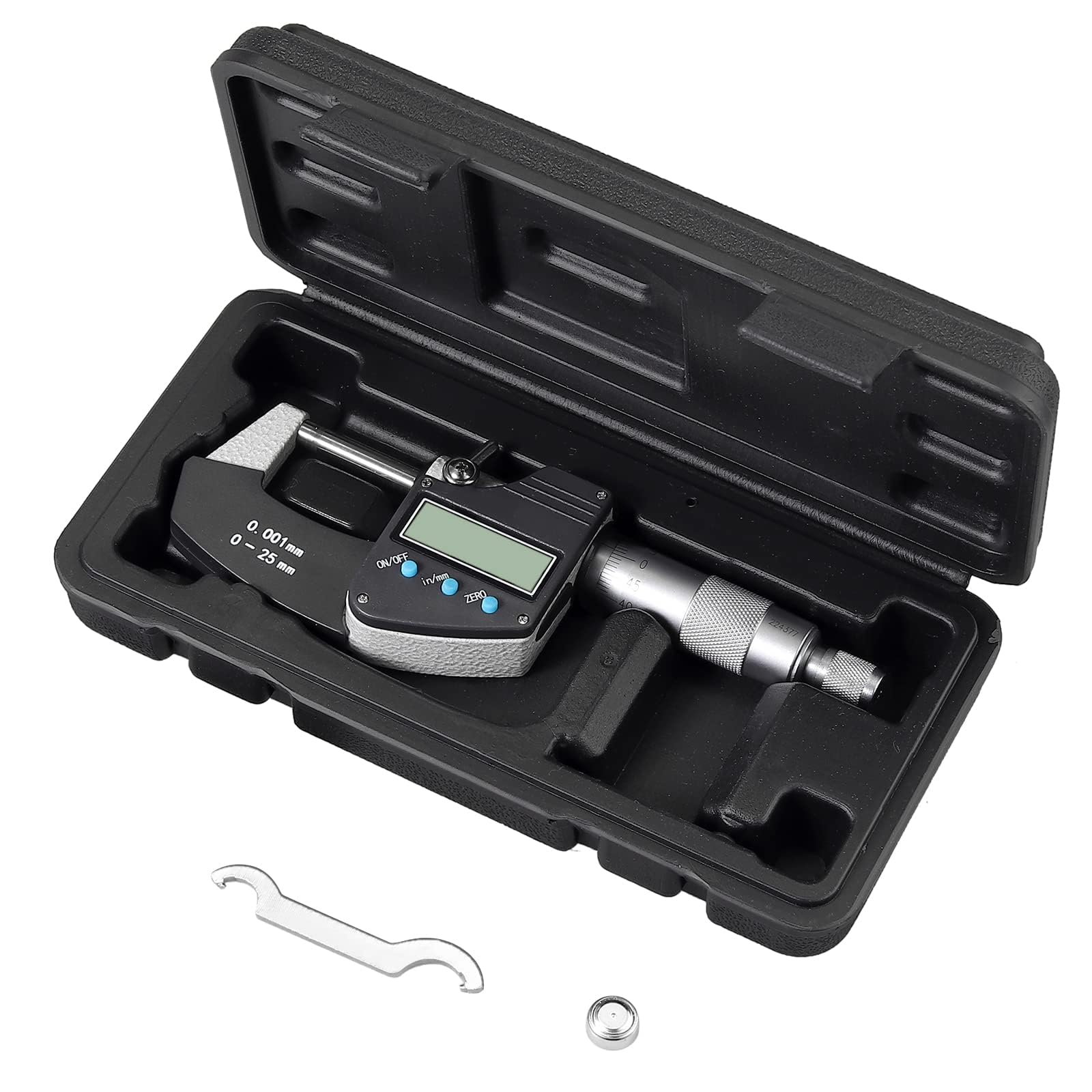 AUTOUTLET Micrometer Digitale Bügelmessschrauben 0-25 mm/ 0.001mm(0.00005"), LCD Digitale Mikrometer Mikrometerschieber Zoll/Metrische Messung, Hohe Präzision Messwerkzeug Mikrometer