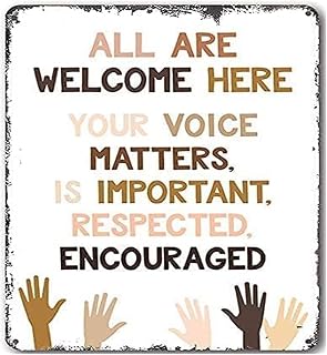 Retro All Are Welcome Kindness Vintage Tin Decor 6x8 Inch | Thoughtful gift for teacher counselor activist