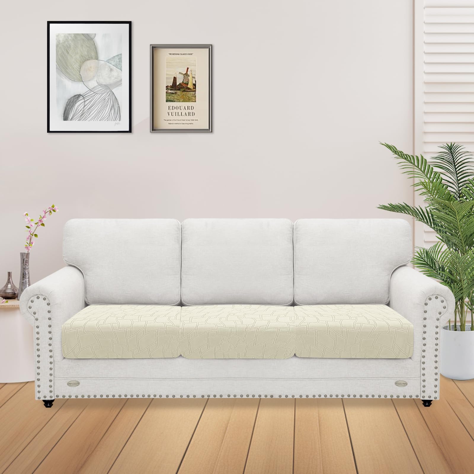Ystyle Fluwelen Stretch Sofa Zitkussen Hoezen, Universele Elastische Kussenhoezen, Antislip Zitkussenbescherming, Stoelhoes Sofahoezen Meubelbeschermer (Groot 1 Plaats, Lichtgrijs