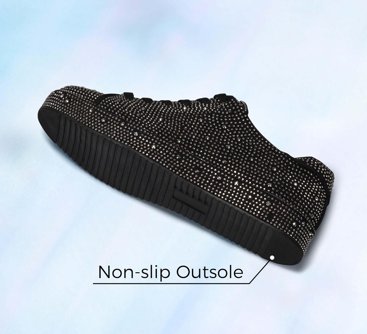 LUCKY STEP Platform Rhinestone Fashion Glitter Sneakers | Sparkly Bling Bedazzled Wedding Bridal Shiny Shoes for Women - Image 5