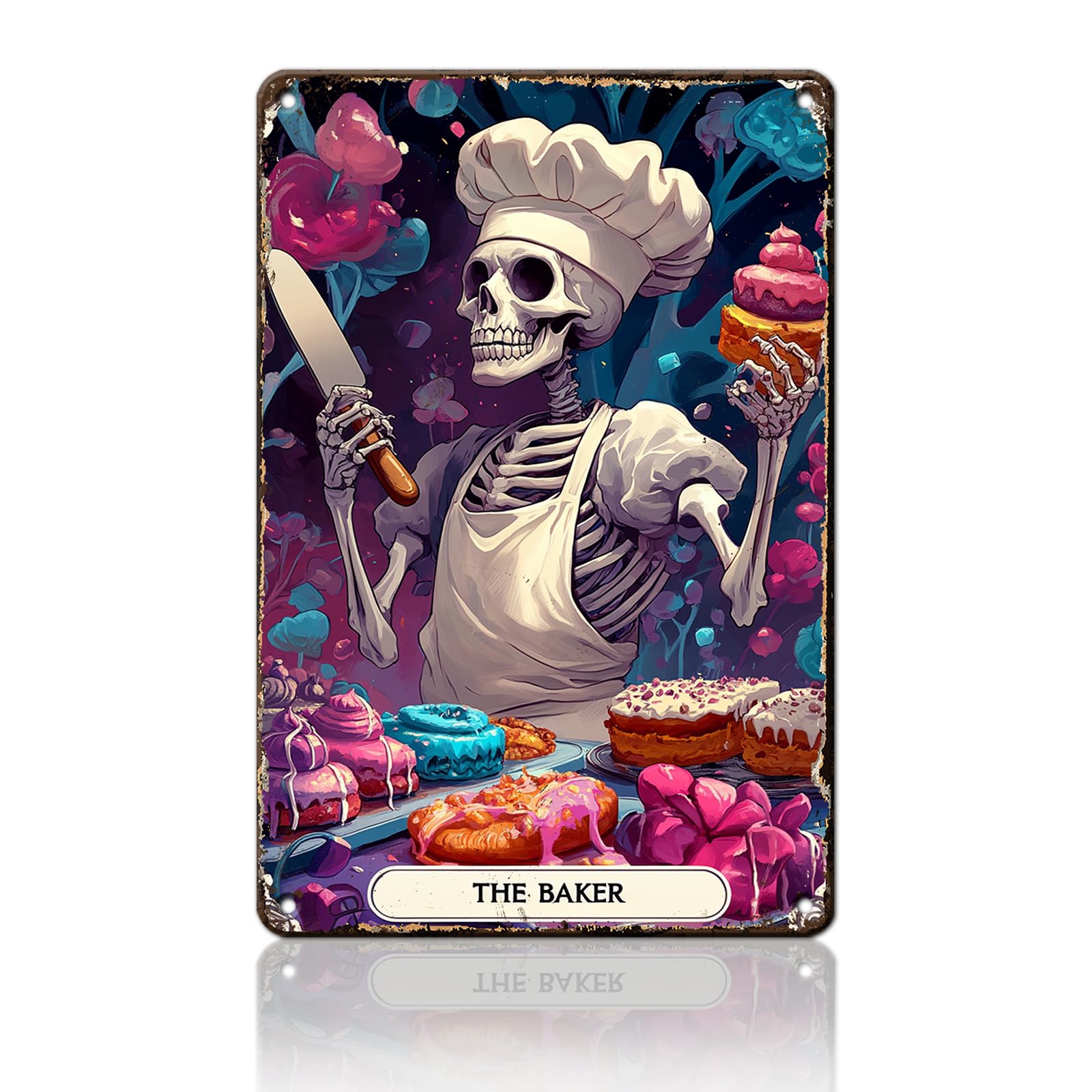 Anceky Cooking The Backer Skull Sign Funny Metal Tin Sign Vintage Wall Decor for Home Garden Yard Porch Fence 12×8 Inch