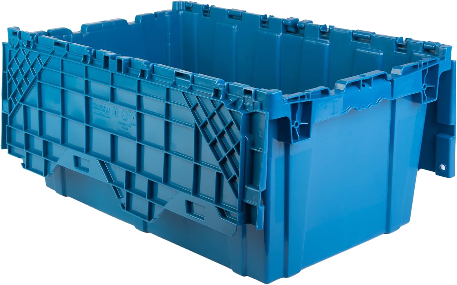 Hudson Exchange 27.3 x 17.2 x 12.6 (3 Pack) Storage Tote Distribution Container with Hinged Attached Lid, Blue