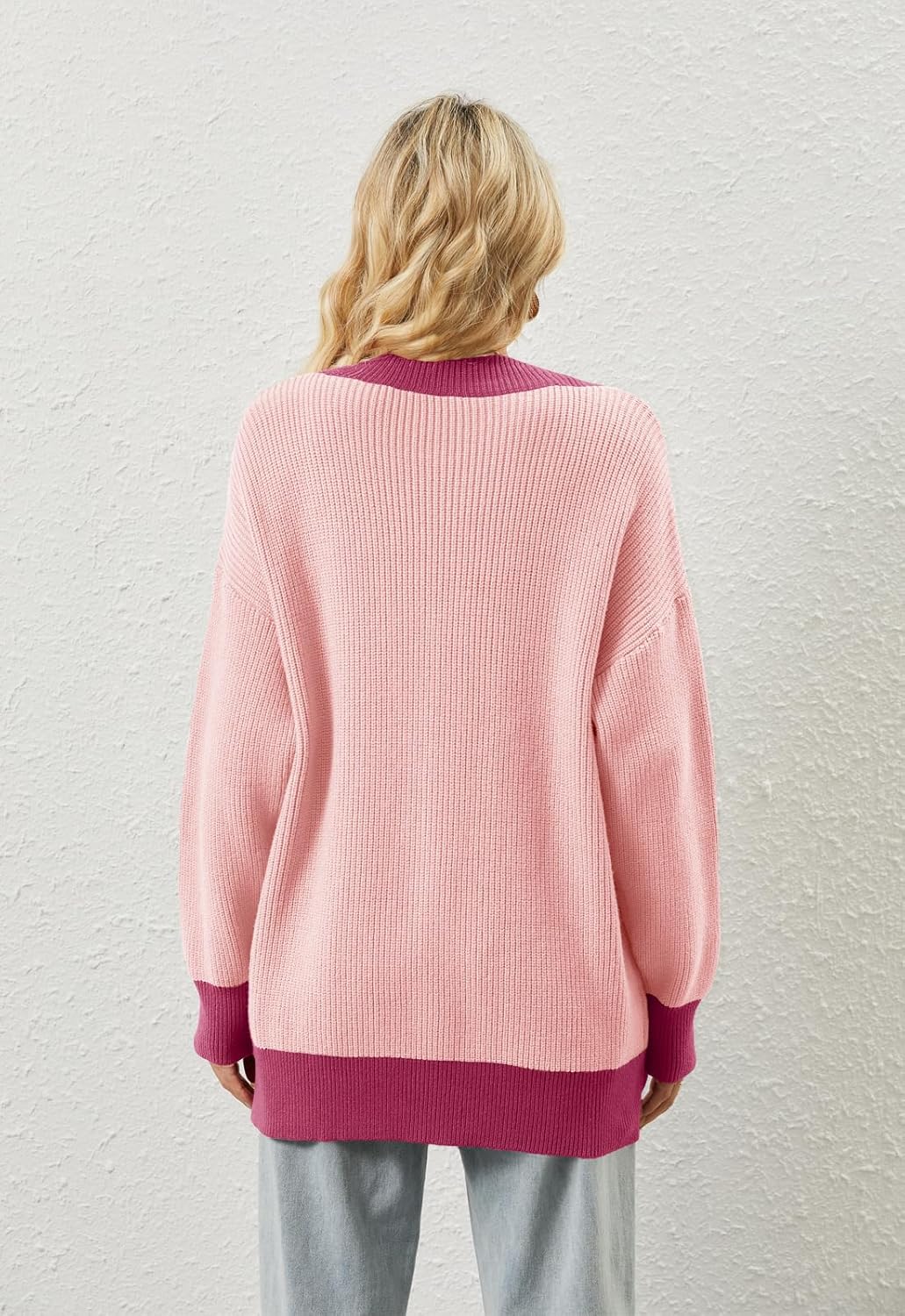 Alaster Queen Women's Striped Sweater Cardigan Fall Open Front Button Down Long Sleeve Knit Color Block Cardigan with Pockets - Image 3