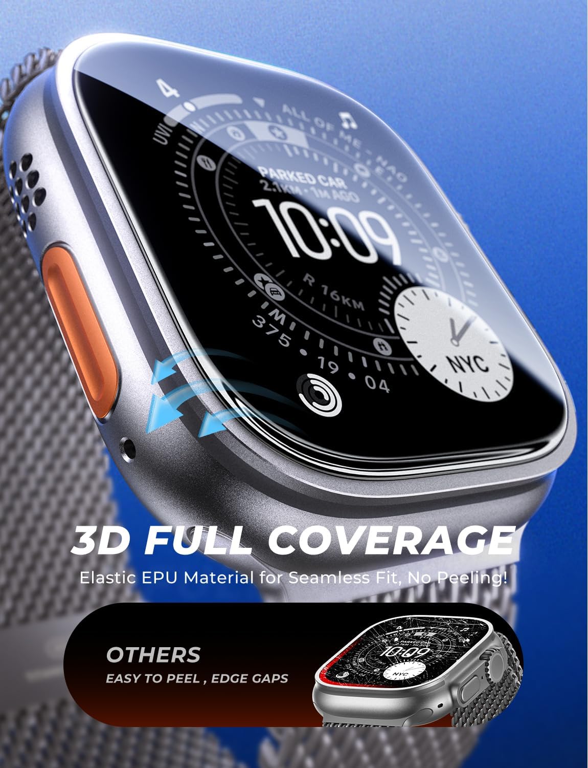 MAGIC JOHN 2 Pack for Apple Watch Ultra 3(2025) Ultra 2/Ultra 49MM Screen Protector, [Automatic Align Tech] Self-Healing Flexible PET Film for iWatch 49MM, HD Transparent, Anti Scratch, Bubble Free - Image 4