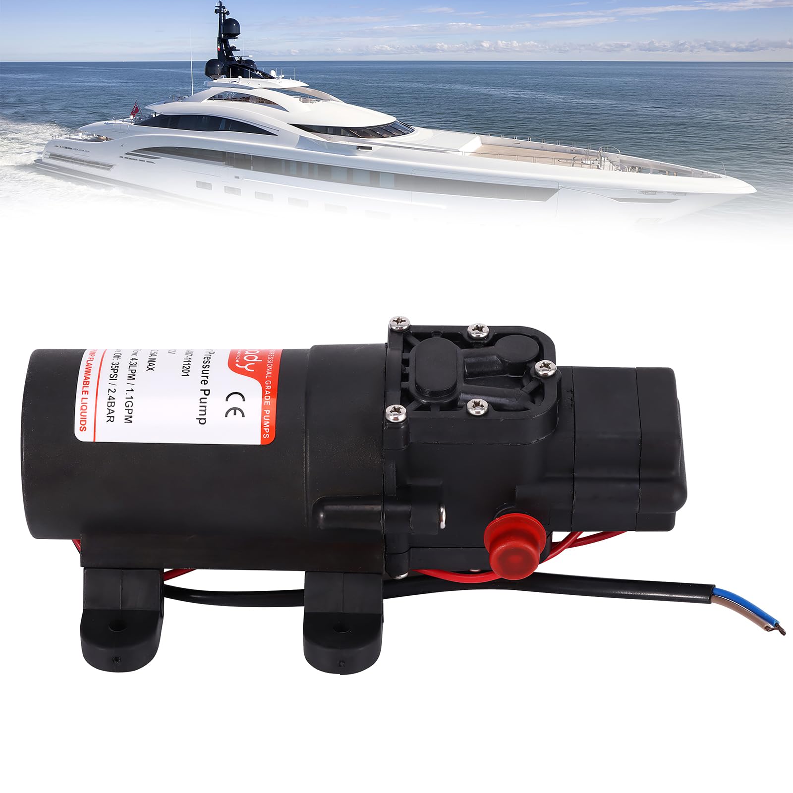 Pompa a membrana, 30 W, 12 V, 4,3 l/PM, pompa ad acqua autoadescante per barche, camper, yacht, giardino, camper