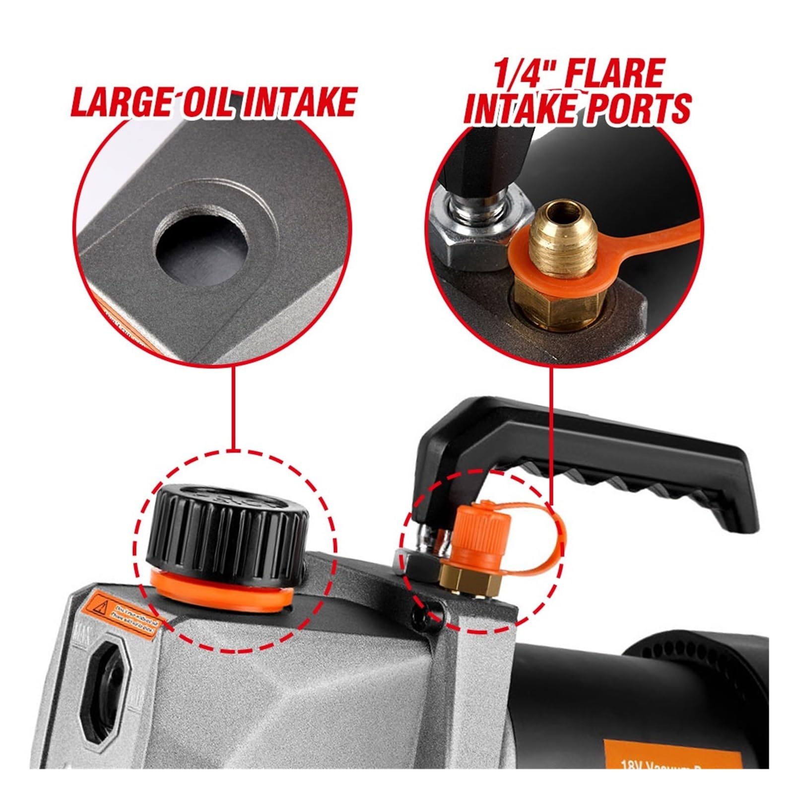Schnurlose Kältemittel-Vakuumpumpe 7CFM 5PA 1/2HP 1/4 Lufteinlass for Haushaltsklimaanlage for 18V-Batterie