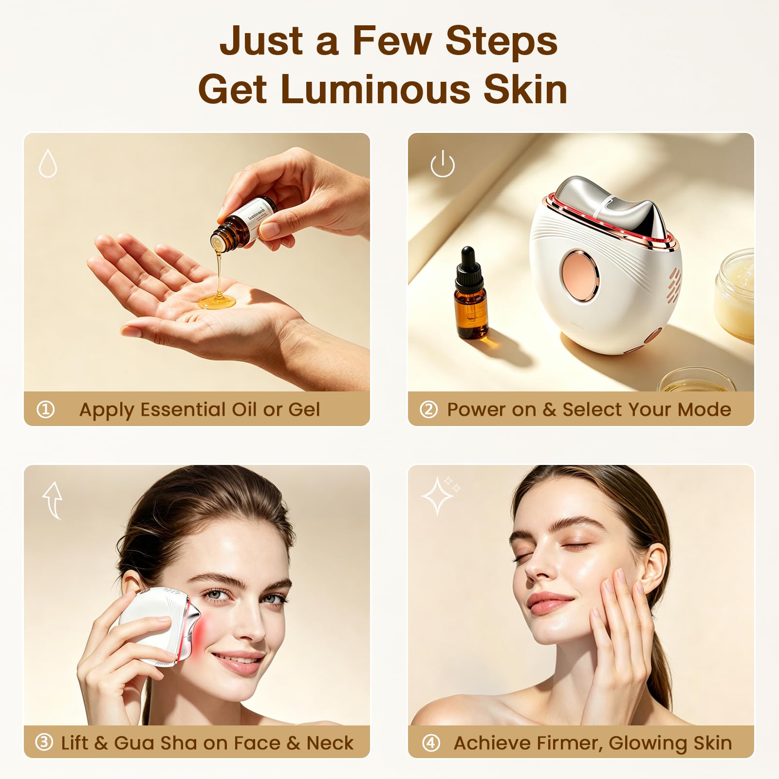 Red Light Electric Gua Sha Facial Neck Sculpting Tools with Heat, Cold, Microcurrent, Lymphatic Drainage Massager Device for Lifting Firming Contouring | Pressure Point Fascia Release | Cool Depuffing