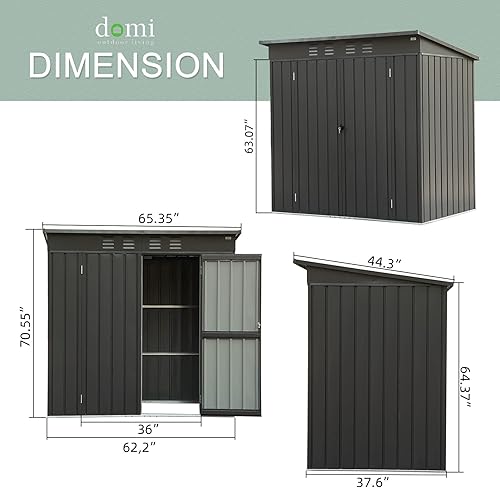 Miniatura 5 de Domi - Cobertizo de almacenamiento para exteriores de 59 x 55 pies metal impermeable para herramientas cobertizo de almacenamiento con puertas