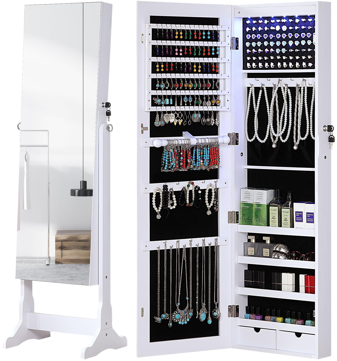 GISSAR Jewelry Organizer Full Length Mirror Jewelry Standing