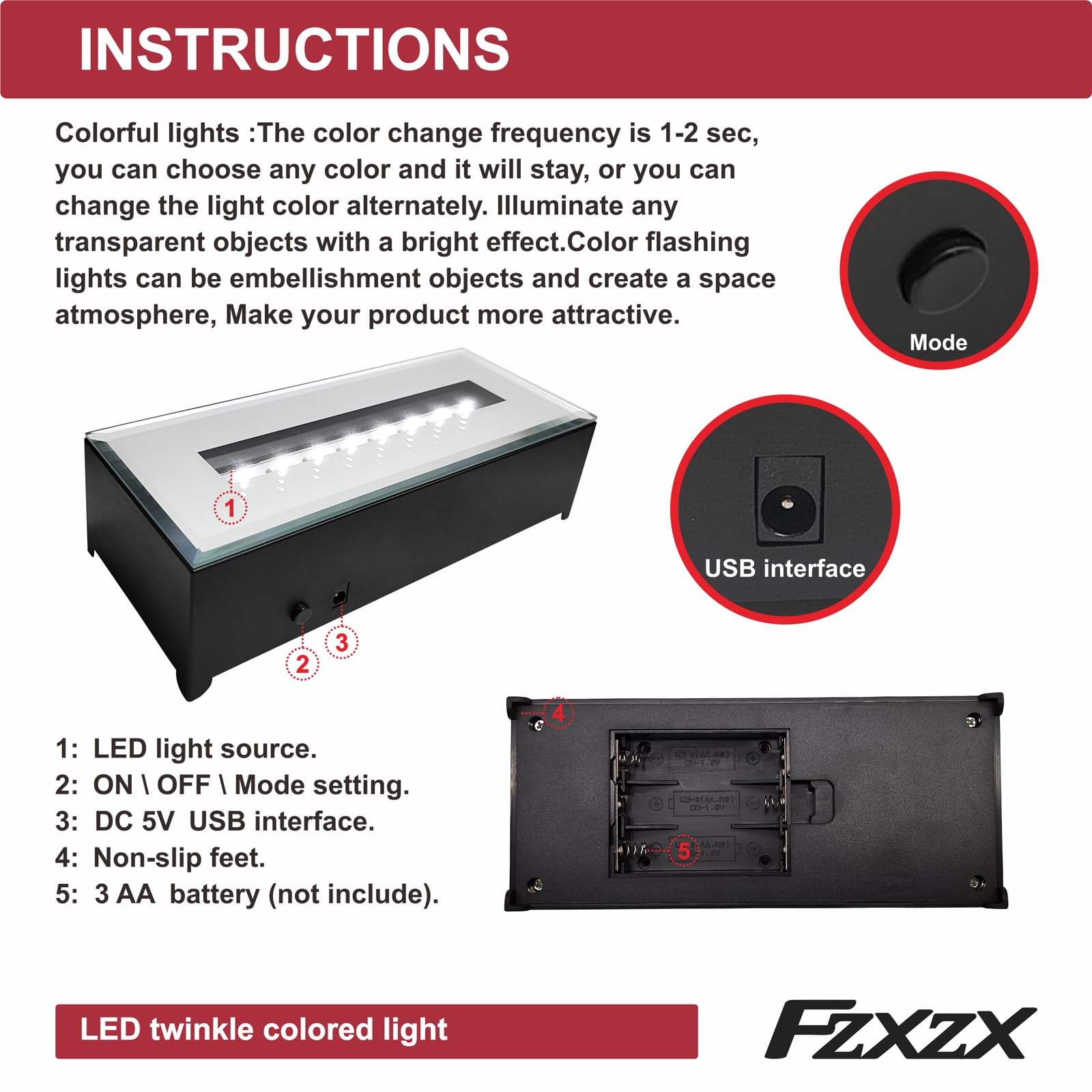 Amazon.co.jp : FZXZX LED 長方形 ライト ディスプレイ ベース