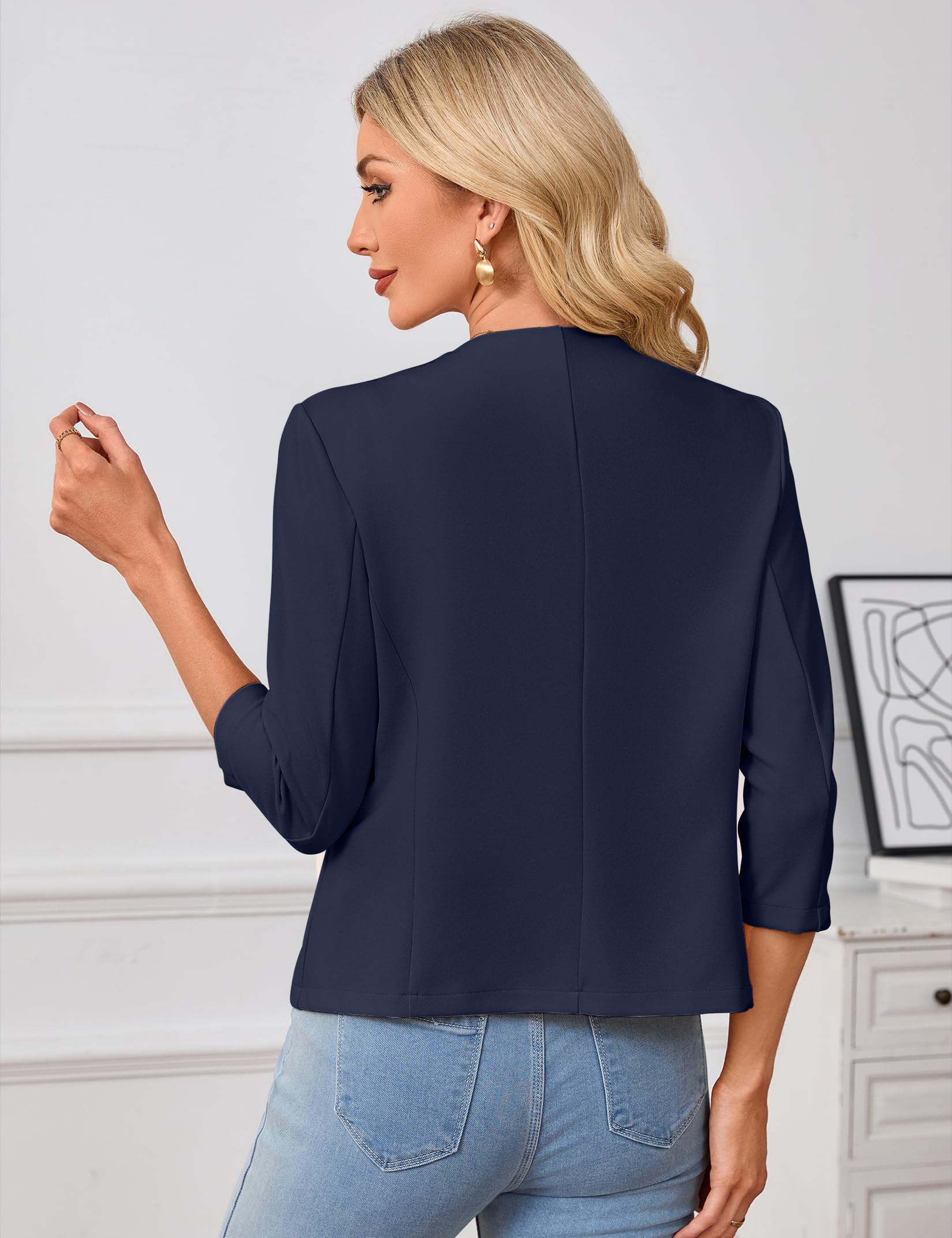 YesFashion Blazer Damen Elegant Blazerjacke Open Front 3/4 Ärmel Leichte Jacke Business Büro Anzugjacke(Verpackung MEHRWEG)