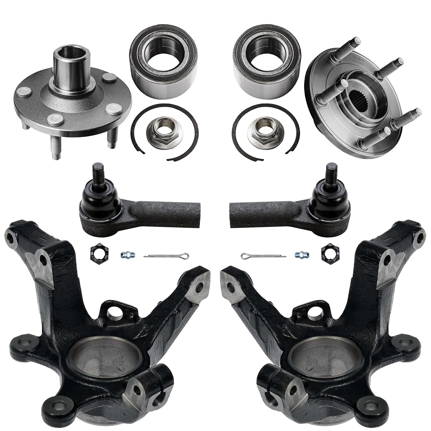 Detroit Axle - 6pc Front Steering Knuckles Kit for 2005 2006 2007 2008 2009