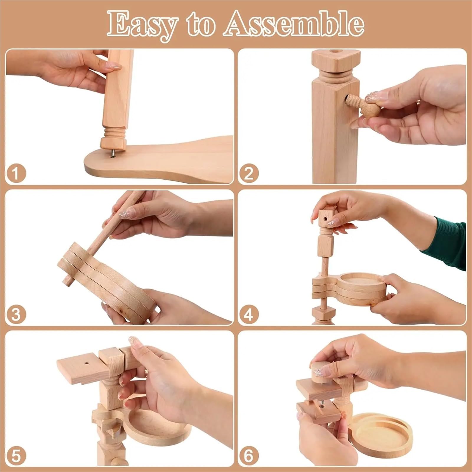 Soporte De Madera Bordado Bastidor de bordado haya con bandeja almacenamiento, soporte escritorio ajustable for punto cruz, manualidades costura y