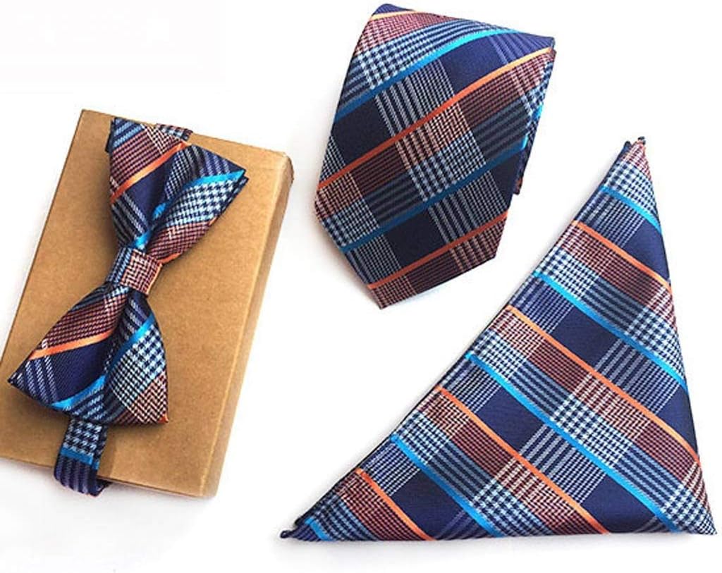 Classic Bow Tie for Men 100% Silk Tie Cuffs Men's Tie Business Wedding Party Tie Set (Color : B) (A)