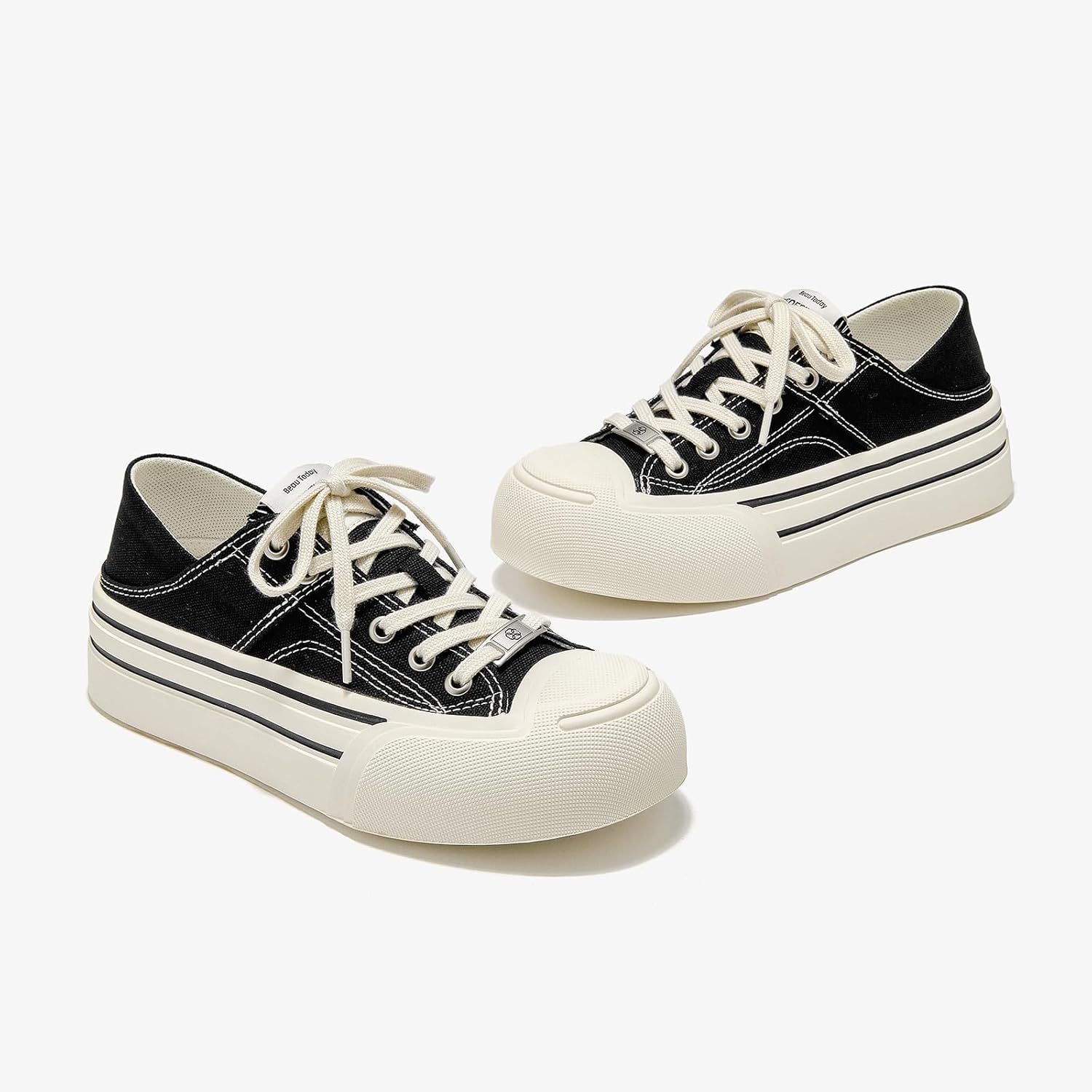 BEAU TODAY Platform Sneakers for Women, Low Top Canvas Sneakers, Women's Fashion Sneakers Comfortable Slip on Casual Tennis Shoes - Image 7
