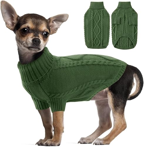 ALAGIRLS Suéter suave de cuello alto para perro, abrigos de forro polar cálido, ropa de punto para invierno para gato, ropa para perro para