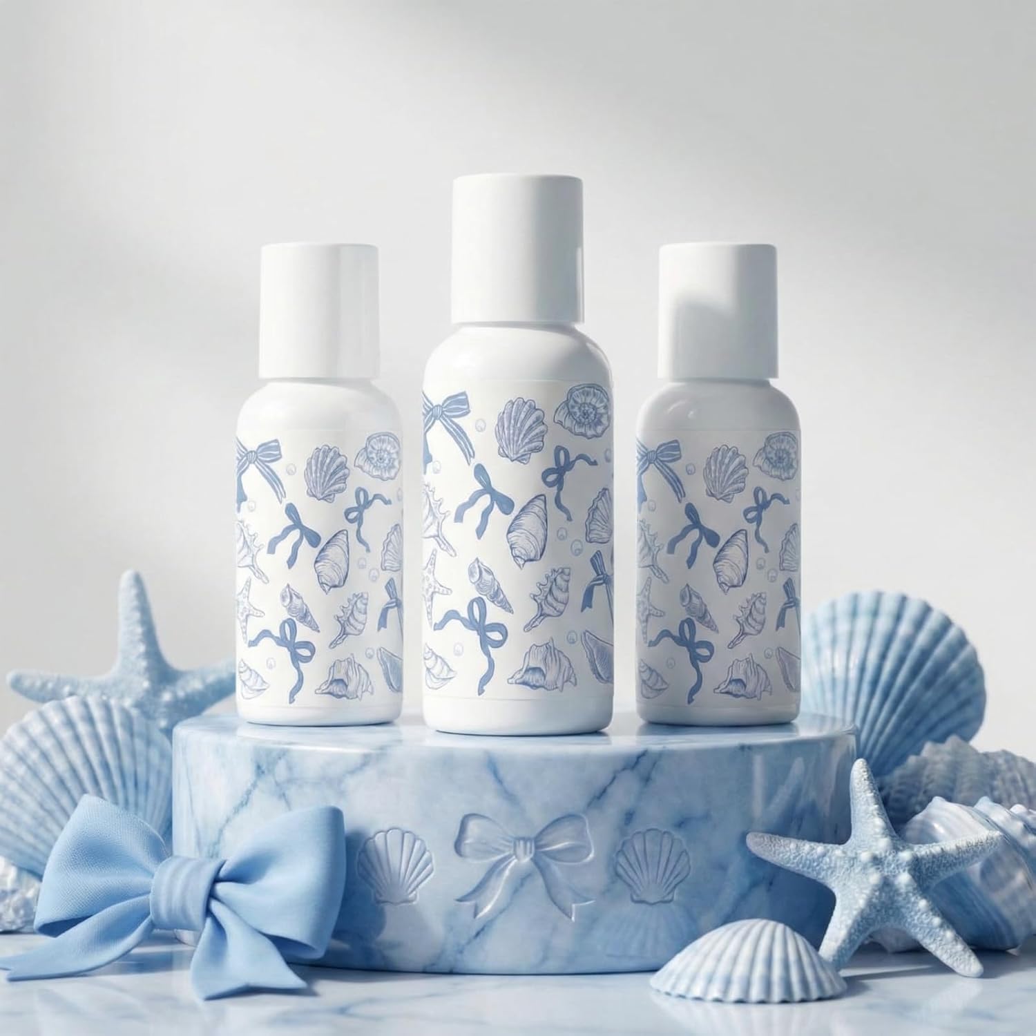 Demissle 24 Pcs Mini Sunscreen Bulk SPF 30 Blue Bow Starfish and Seashell Travel Size Sunscreen Bachelorette Wedding Party Supplies Summer Outdoor Goods for Under The Sea Beach Ocean Coastal, 1 Fl. oz
