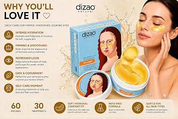 Collagen Under Eye Patches, 60 Gold Hydrogel Eye Masks, Firming & Smoothing Skincare Treatment