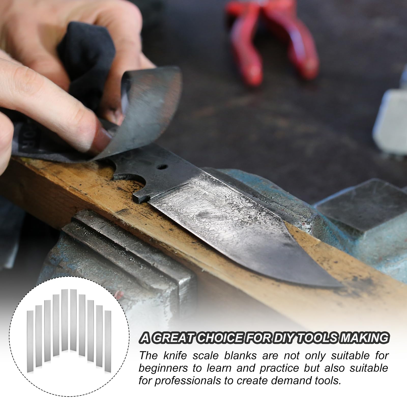 PATIKIL 10pz Acciaio E52100 Realizzazione Coltelli, Barra Piana Acciaio Laminato Caldo da 12" x 1-1/2" x 1/8" per Fogli Metallici Bianco, Utilizzo Professionale e Hobbistico