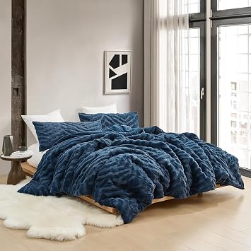 Coma Inducer Tiger Plush Alaskan King Comforter Set - Navy