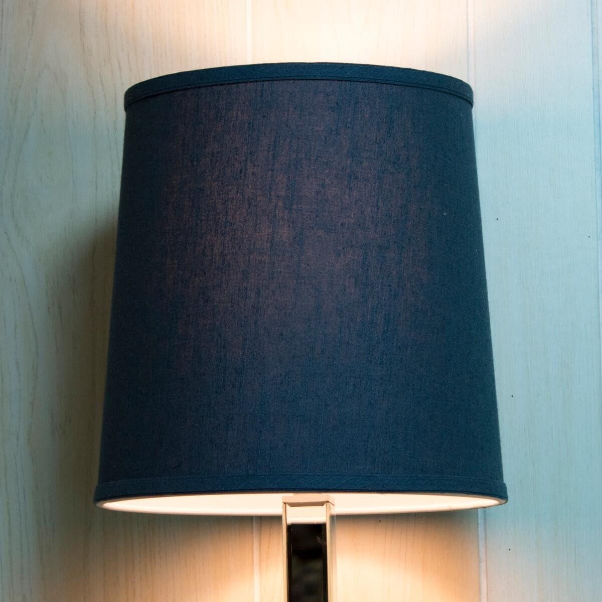 10x12x12 Textured Slate Blue Linen Fabric Drum Lampshade with Brass Spider fitter - Perfect for table and desk lamps - Medium, Blue