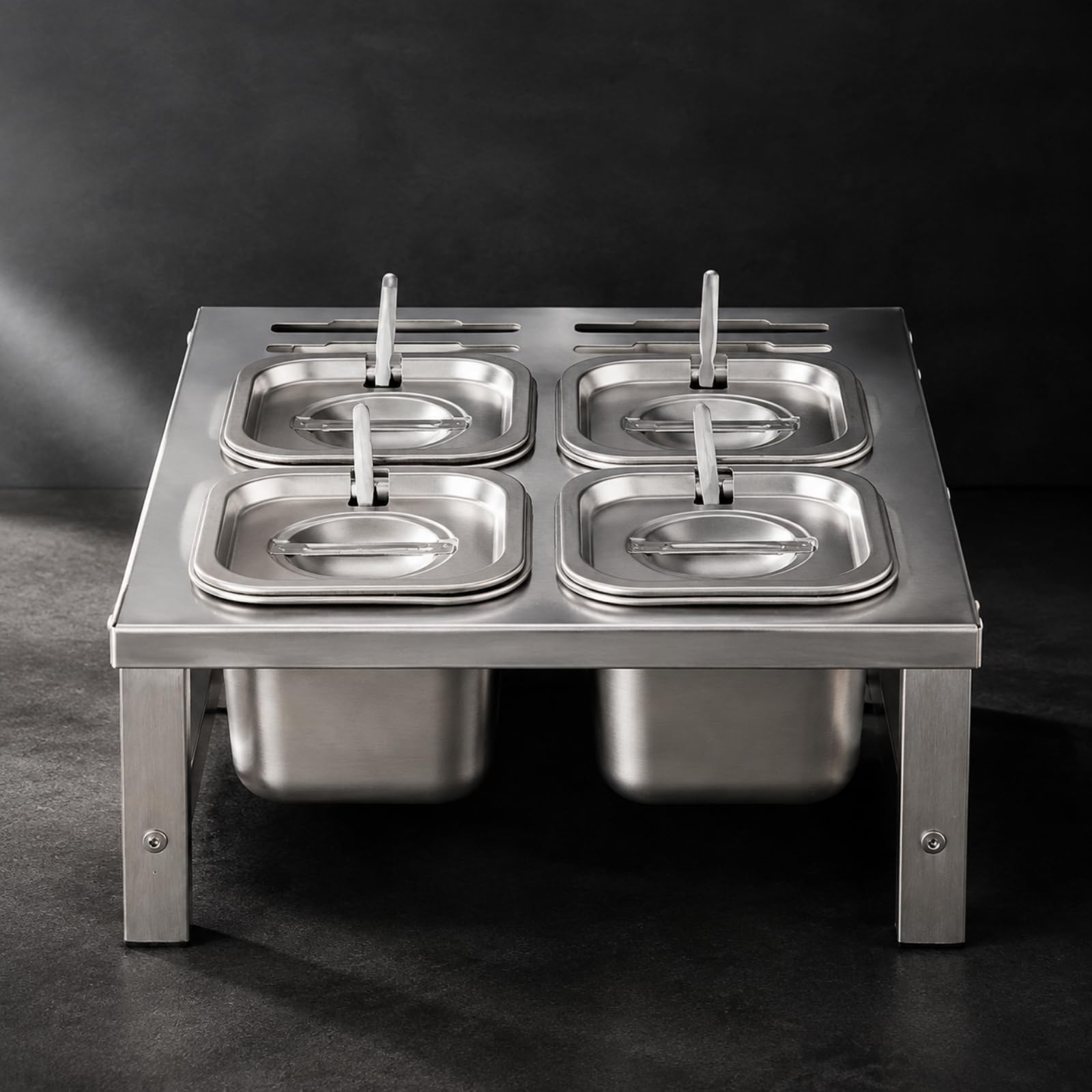 Rack Condimentos Acero Inoxidable Autoportante Organizador Encimera con Recipientes Multifuncional para Restaurantes, Cocineros Caseros, 6 Rejillas