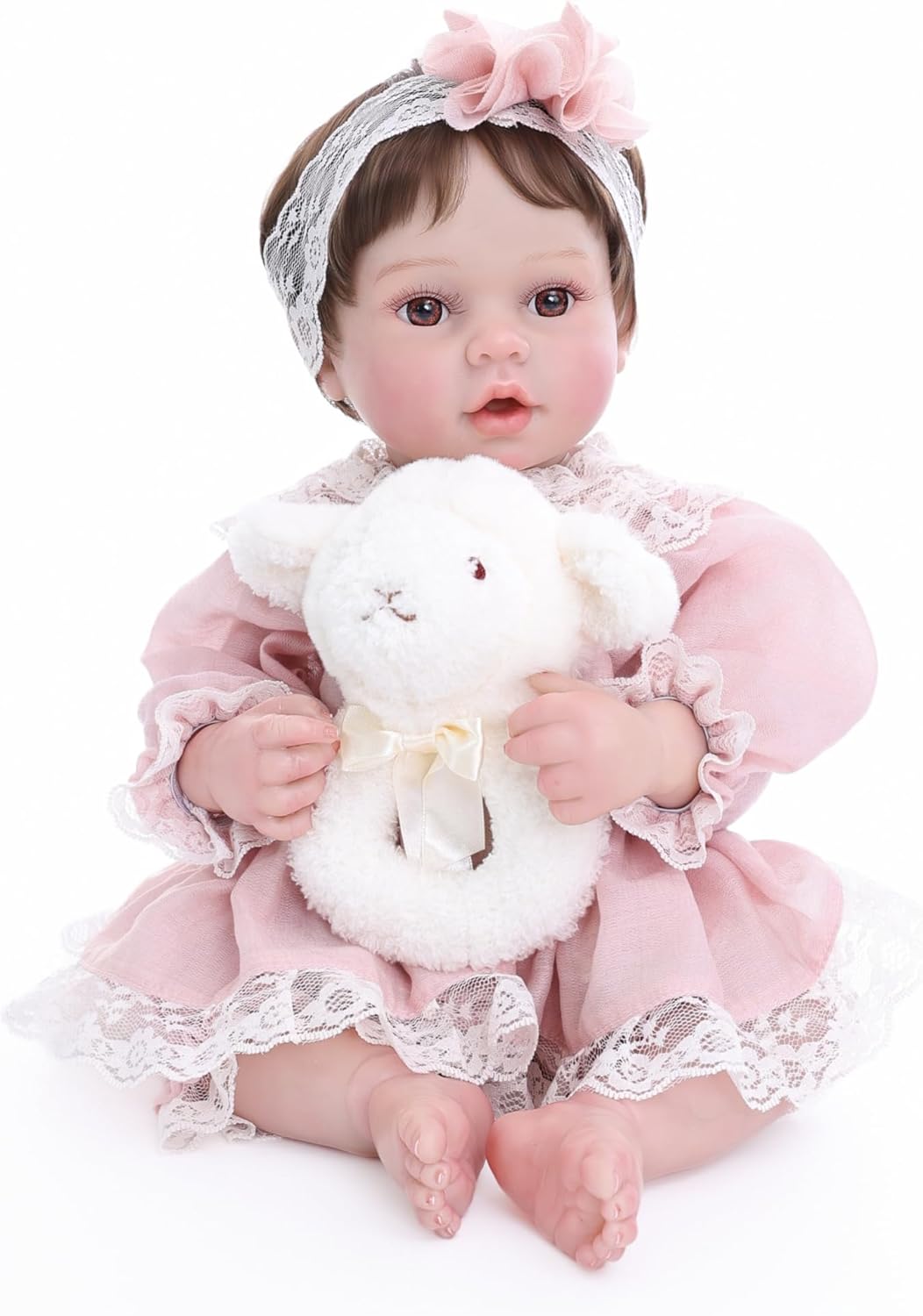 20inch Large Realistic Reborn Baby Doll Hand-Rooted Hair Lifelike Baby Dolls with Accessories for 3+ Year Old Girls Gifts, Pretend Play, Collection