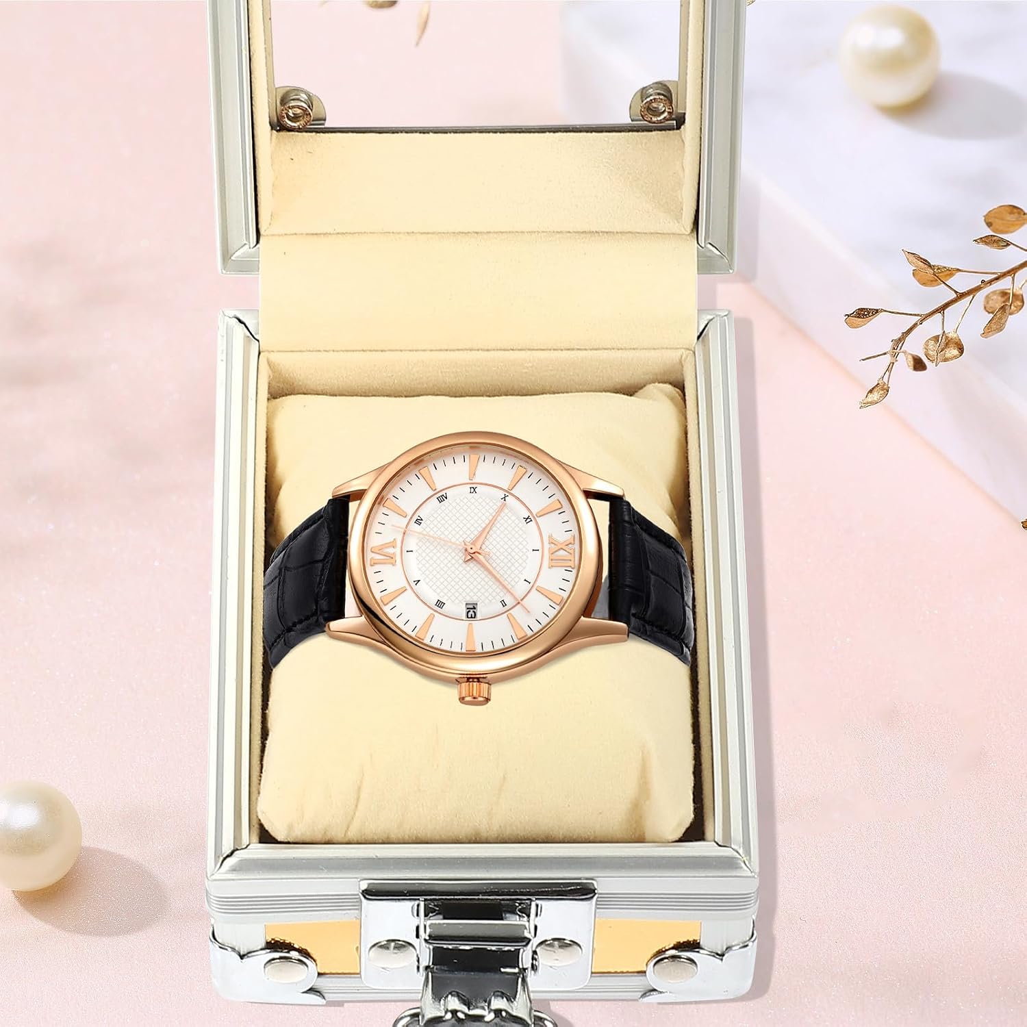 Beavorty Single Watch Display Storage Case Stainless Steel with Lid