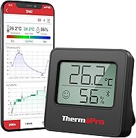 ThermoPro TP357 Kamerthermometer, thermometer-hygrometer, Bluetooth 80m, digitaal, met app, luchtvochtigheidsmeter met...
