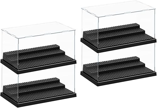 AELS Juego de vitrina acrílica de 3 niveles vitrina a prueba de polvo para colección de ladrillos juguetes modelos de minifiguras transparente