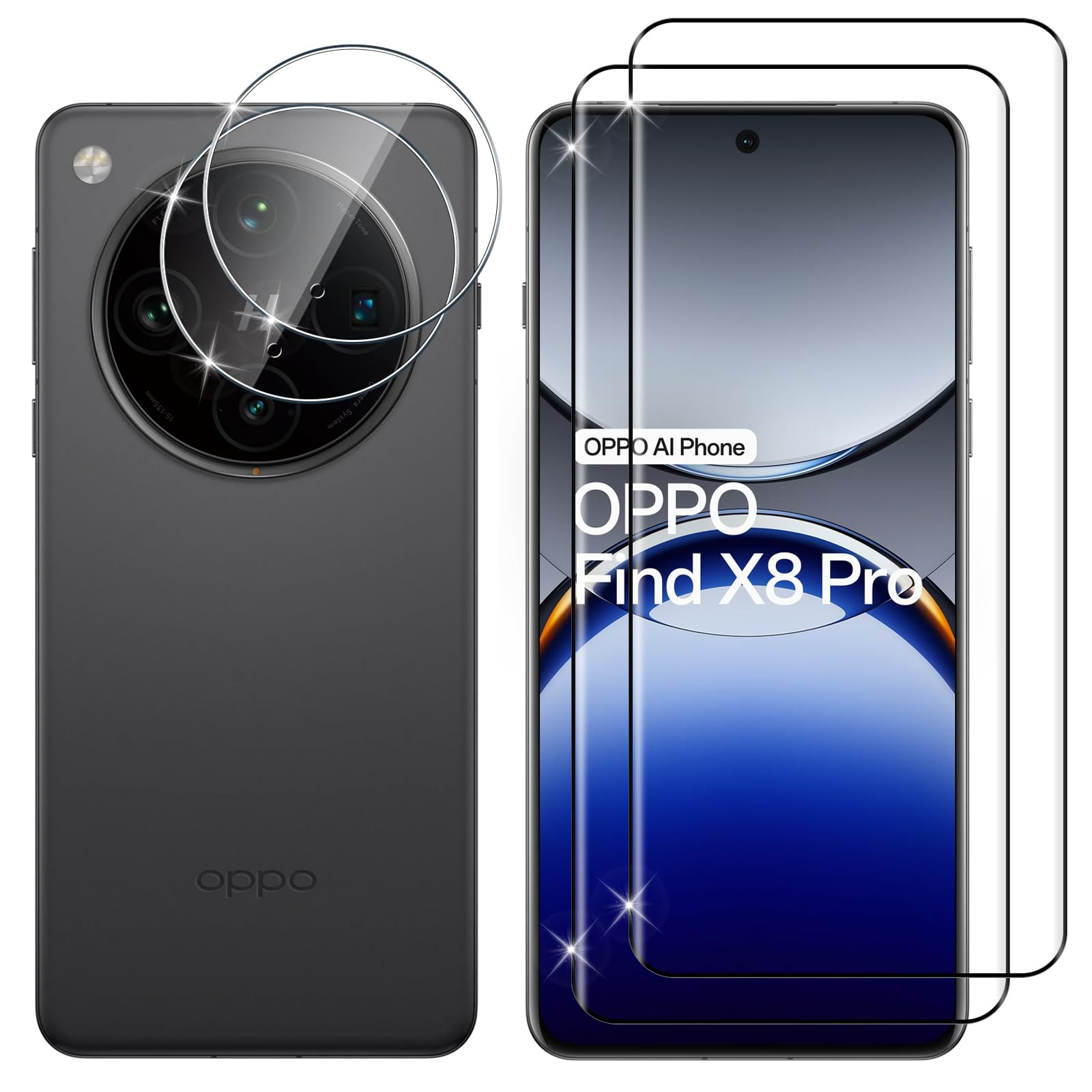 Lutree For Oppo Find X8 Pro for Tempered Glass Screen Protector, 2 + 2 Pieces 3D Protective Glass and Camera Protection Film, 9H Hardness HD Screen Protector, Anti-Scratch, Bubble-Free Screen