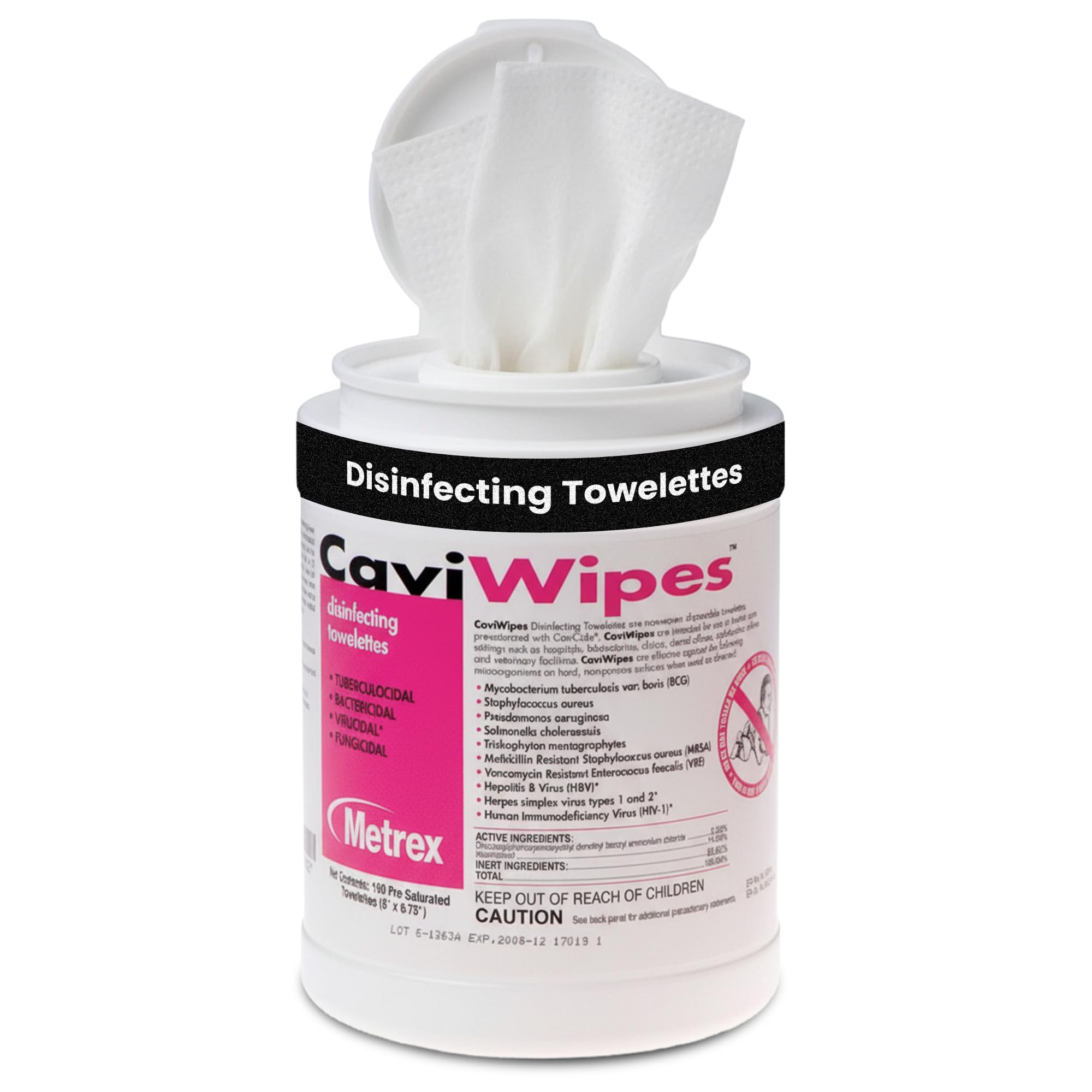 Metrex CaviWipes Disinfecting Towelettes Durable Non-Woven Disinfecting Wipes for Hard Non-Porous Surfaces in Healthcare Laboratory Settings Pre-Saturated with