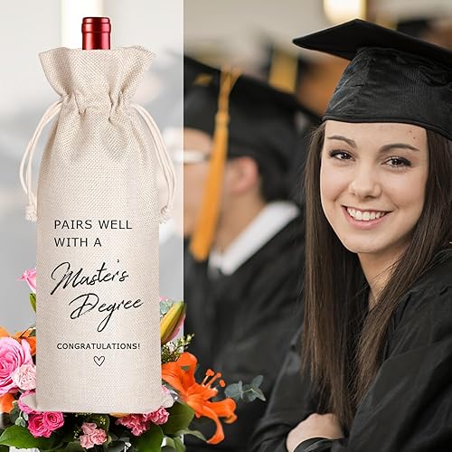 Miniatura 7 de LANBAIHE Bolsa de vino de maestría  Regalo de graduación reutilizable para universidad, fiesta de doctorado