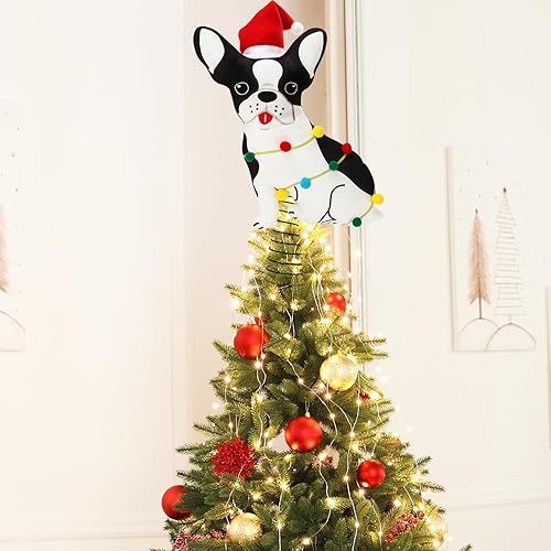 Miniatura 6 de Decoración para árbol de Navidad con luces de Navidad para perro Bulldog francés, adorno para árbol de Navidad, vacaciones de invierno, decoración