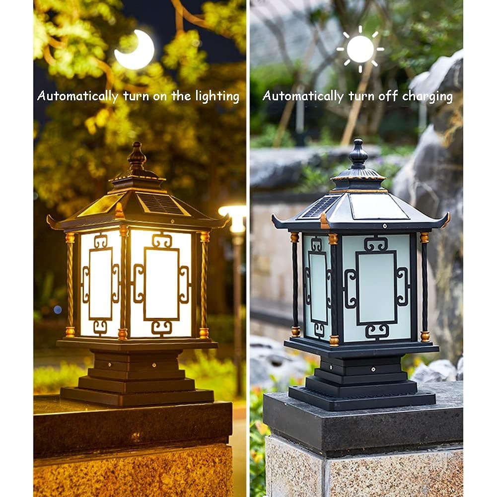Światła słupkowe na zewnątrz, lampy ogrodowe, oświetlenie tarasu, lampy solarne na zewnątrz, solarne światła słupkowe, 2 tryby światła LED, szkło wodoodporne, na ogrodzenie ogrodowe, patio, drewniane słupki, ciepła biel, zimna biel (kolor: A, rozmiar